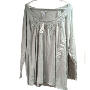RXB Vintage Heather Gray Long Sleeve Blouse. Sz. Women XXL NEW W/TAGS!